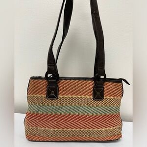 Croft & Barrow Women's Woven Crochet Multi-Color Satchel Purse